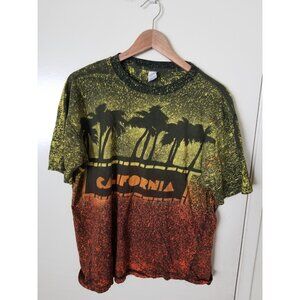 Vintage 80s Styled in California orange yellow single stitch MI USA t shirt